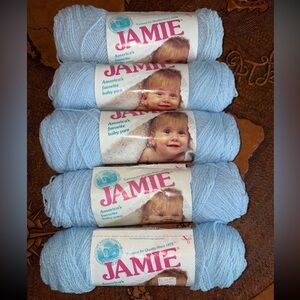Jamie Light Blue Yarn, 5 Skein Bundle. All Different Dye Lots.